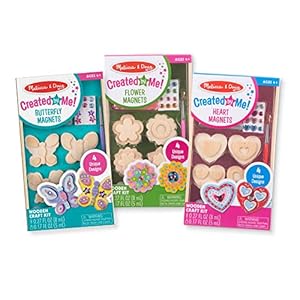 Melissa & Doug Created By Me! Paint & Decorate Your Own Wooden Magnets Craft Kit – Butterflies, Hearts, Flowers – Kids…