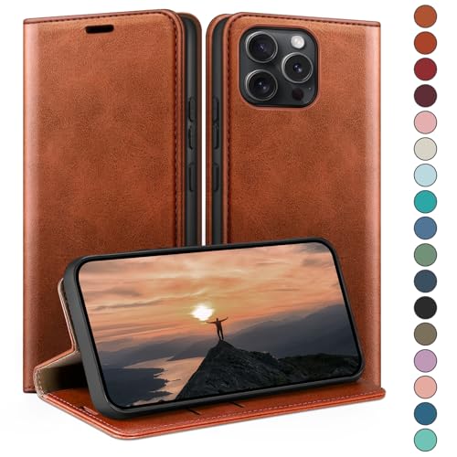 Étui iPhone 14 Pro Max en cuir brun clair pour vos déplacements