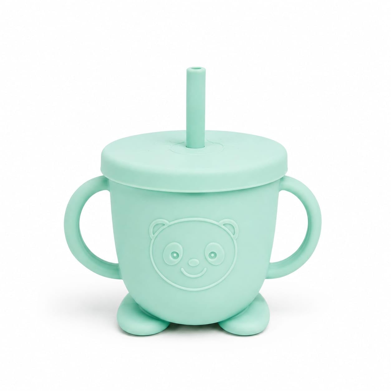 Baby Silicone Sippy Cup with Straw & Dual Handles | BPA Free Food Grade Silicone Spill Proof Training Cup | Leak Resistant Toddler Drinking Cup | Soft Straw | Easy Grip-image-35