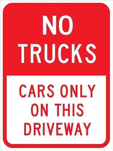 Rustic 8"x12" Metal Tin Sign - No Trucks (Cars Only On This Driveway), Wall Decor For Home Cafe Bar Kitchen Outdoor