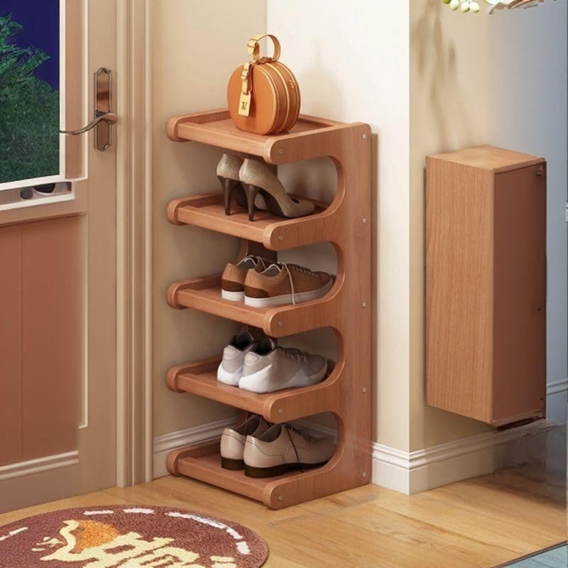 Étagère à chaussures en bois compacte pour placard et bottes montantes