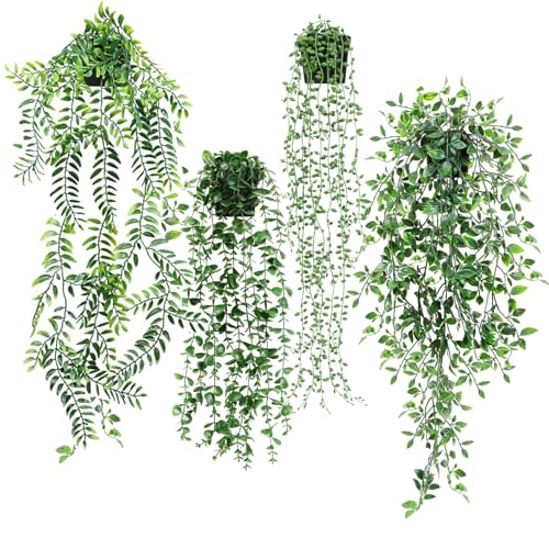 Y-Step フェイクグリーン吊り下げ 人工観葉植物 4点セット 観葉植物 フェイク 壁掛け造花グリーン インテリアグリーン 吊り下げ 人工観葉植物 枯れないグリーン お世話不要 室内 可愛い 結婚祝い 卒業祝い 新築祝い 母の日 父の日 プレゼント