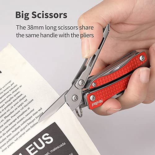 Image of Nextool EDC Keychain Multitool, 10 in 1 Mini Pocket Knife Multi Tool with Needlenose Pliers, Scissors, Mini Useful Cool Gadgets for Men, Father's Day Gifts from Daughter-Red