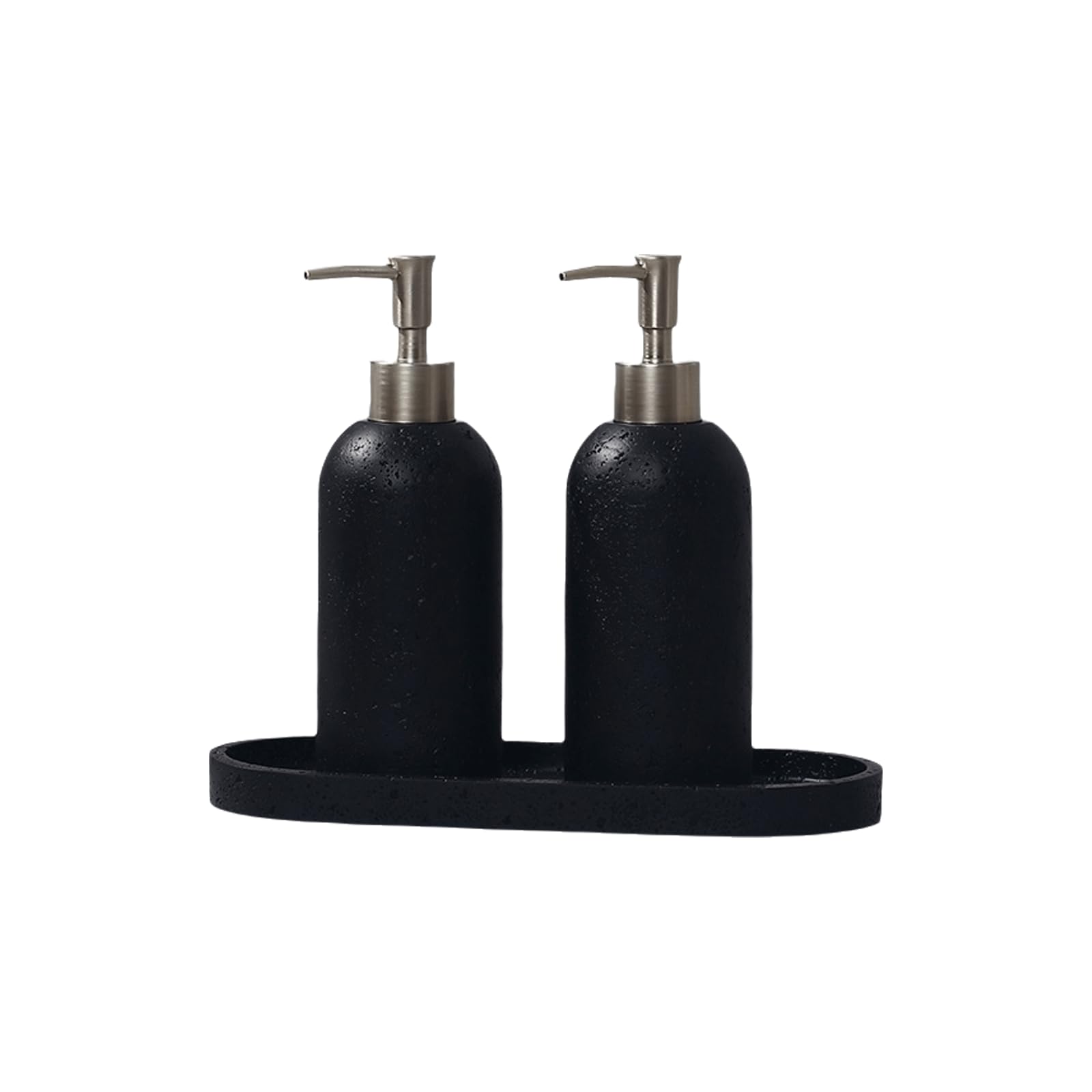 Distributeur de savon liquide en grès avec 2 distributeurs et 1 plateau – Distributeur de lotion et de savon pour les mains et la vaisselle pour cuisine, salle de bain, comptoir de décoration