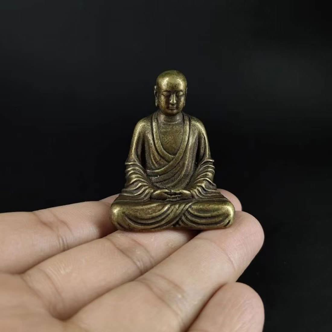 Amazon｜ミニチュア仏像 地蔵菩薩 銅製 古美色 (高さ4.7cm×巾4cm)【お 