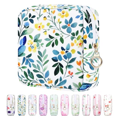 Image of Likesing 5.1'' Sanitary Napkin Storage Bag, Canvas Period Pouches for Teen Girls Women, Period Bag Tampon Holder for Purse Feminine Menstrual Sanitary Pad Pouch(White H6789)