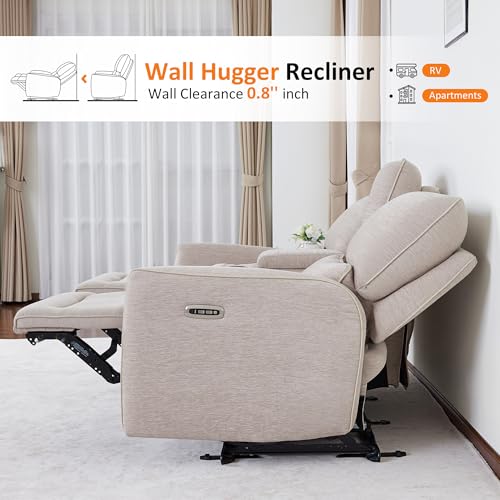 Image of MCombo 75 in Wall Hugger Loveseat with Console, RV Sofa 6926 (Beige)