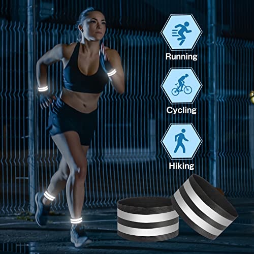 AOROPS Doppel Reflektorbänder, 6 Stück Reflektorbänder mit Klett Reflektierende Sicherheits Armband, Reflektoren Armband Reflektorbänder Schwarz für Outdoor Jogging Radfahren.