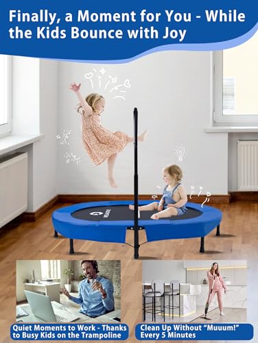 Foldable Oval Indoor Trampoline for 2 Quiet Rebounder with 40 Springs Supports up to 150kg Safe Fitness for Kids Adults Ideal for Weight Loss Muscle Toning - Image 4