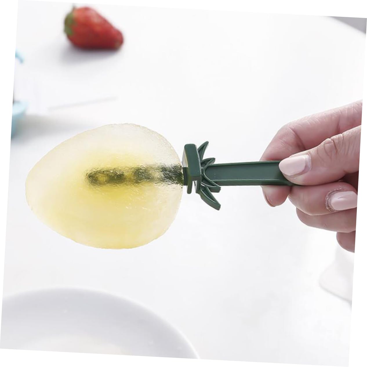 OKUMEYR 4Pcs Silicone Ice Cream Mold Creative DIY Ice Lolly Molds with Lids Fun Yellow Ice Cream Purple Grape Red Strawberry Shapes for Family Treats