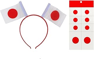 A ONE 日本応援 タトゥーシール ボディシール ワールドカップ スポーツイベント 日本代表 応援グッズ 日の丸 国旗 日本国旗 応援ニッポン 日本応援グッズ シール １シート 8枚セット+ カチューシャ1セット
