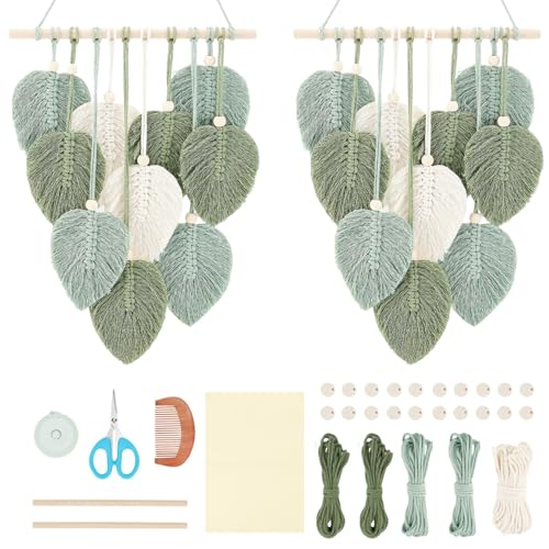 FREEBLOSS 2 Set DIY Macrame Leaf Wall Hanging Beginners Macrame