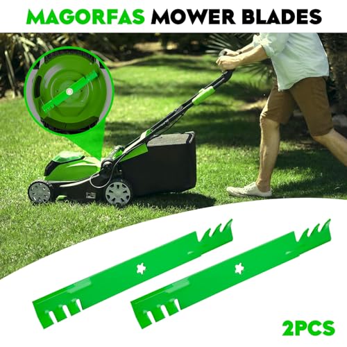 Magorfas Lawn Mower Blades Toothed Mulching with 42 inch Deck Fits for 138971 138498 127843 134149 for Husqvarna LT125 LTH130 Craftsman LT1000 LT2000 YT3000 Poulan PB20H42YT PO17542LT, 2 PCS