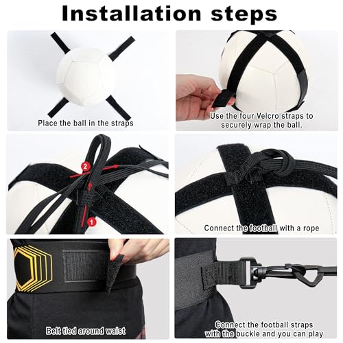 Soccer/Volleyball/Rugby Trainer, Football Kick Throw Solo Practice Training Aid Control Skills Adjustable Waist Belt for Kids Adults - Image 7