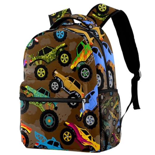 Sac à dos école 40cm grand volume à motif de véhicule pour ranger les cahiers A4