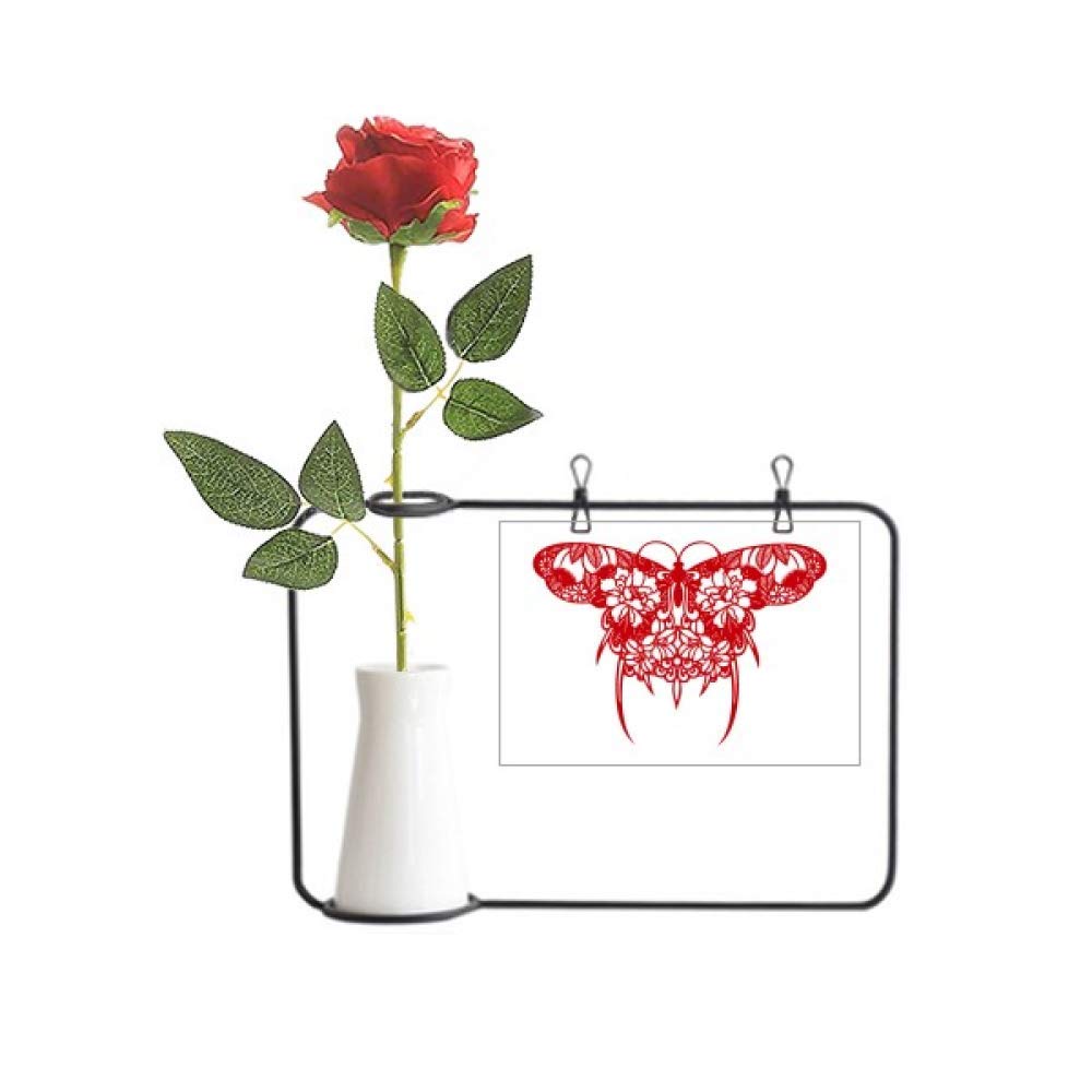 Rose artificielle en vase à suspendre et déco cerf-volant