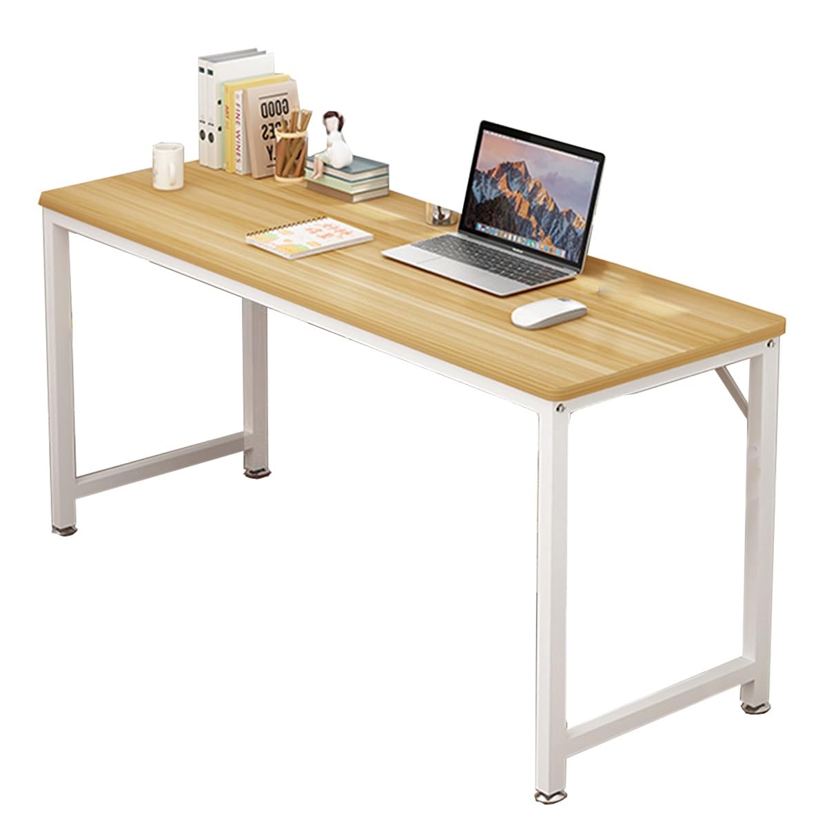 WOLTU Scrivania per Computer Piccola, 120x60 cm, Struttura in Metallo, per Ufficio Casa Studio Camera da Letto, in Materiale a Base di Legno, Rovere Chiaro