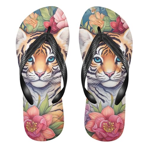 Tiger Flower Flip Flop Beach Summer Casual Sandal for Women & Men Shower Shoes 20856773