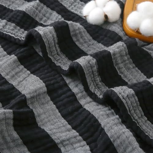 Image of EMME Cotton Muslin Blanket Couch 4-Layer Breathable Gauze Soft Lightweight Bed Blankets Adults Black Throw XL (50 inch x 70 inch)
