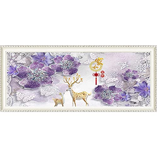 Broderie point de croix cristal strass wapiti anti-stress grand format 50x100