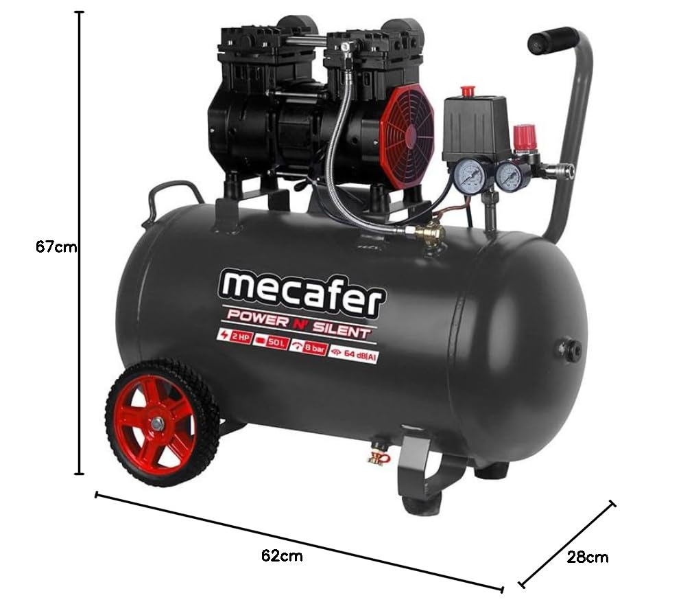 Mecafer 425563 Compresseur Power N Silent 8 bar - 50L - 2HP