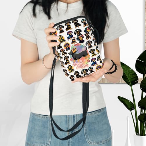 LEVLO Funny Dachshund Dog Crossbody Bag Puppy Lover Gift Short & Sassy Dachshund Dog Shoulder Bag Cartoon Animal Merch3