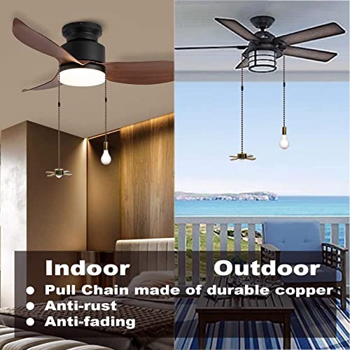 Image of Ceiling Fan Pull Chain Decorative Ornaments Extension for 13.6 Inch Fan Pulls and Light - 2 Pcs (Bronze)