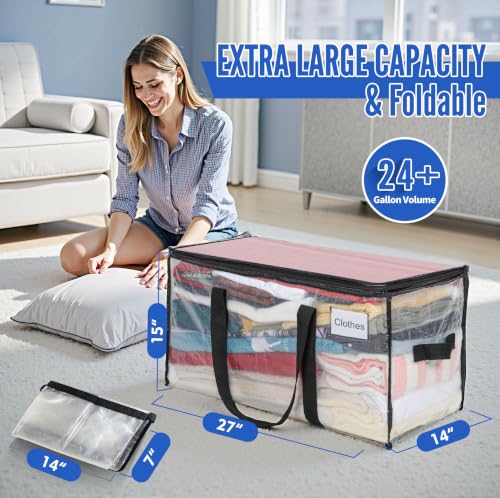Image of BAGAIL Heavy Duty Moving Bags with Strong Handle, Extra Large Moving Boxes, Storage Tote for Clothes, College Moving Supplies(Clear, 6 Pack)