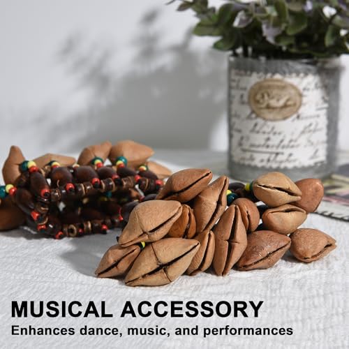 Image of 2 Pcs Cacho Seed Rattle Bracelets, Nature Sound African Nut Seed Shell Wrist Shaker Dance Anklets Bell