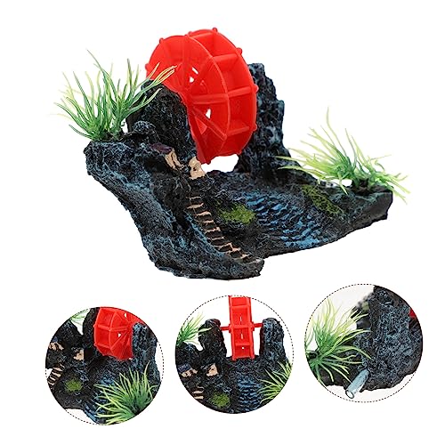 Rockery-Aquarium-Decorations-Fish-Tank-Mountain-Decor-Fish-Tank-Accessories-Castle-Mountain-Model-Fish-Tank-Betta-Fish-Tank-Aquarium-Water-Wheel-Resin-Mountain-Rock-Windmill