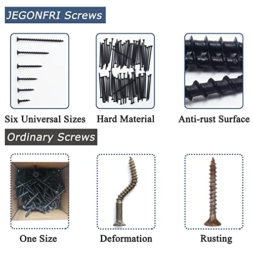 high hardness drywall screws assortment kit 166 pcs coarse thread phillips drive black wood screws screws assortment screws set 6 sizes 321-121-14134