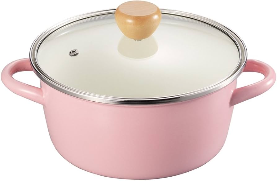 Amazon｜パール金属 ホーロー 両手鍋 20cm ガラス鍋蓋付 IH対応 ピンク
