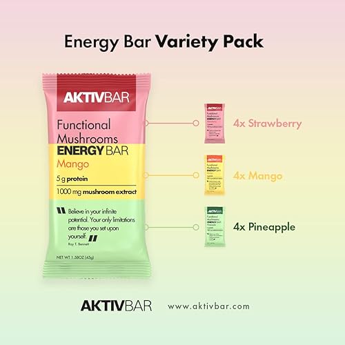 Miniatura 4 de 7 muestras de barra Aktivbar, MANGO, piña, barra energética de fresa, café, chocolate, coco y manteca de maní (1 de cada barra), ingredientes