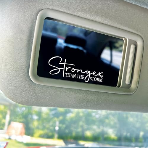 Image of VIANGOZE Set 2Pcs Stronger Than the Storm Rearview Mirror Decal Inspiration Bible Stickers Self-Love Christian Positive Decals Water Bottle Window Sticker Vinyl Waterproof 3.5x1.3 Inches Car Decals