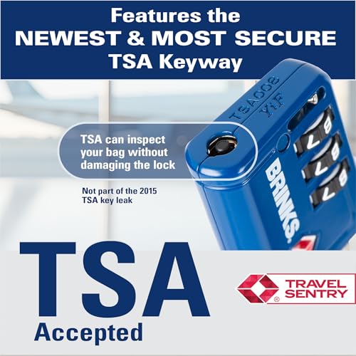 Brinks TSA Accepted Indicator Luggage Lock, Blue - Ressetable Combination, New More Secure TSA008 Key, 4 Pack3