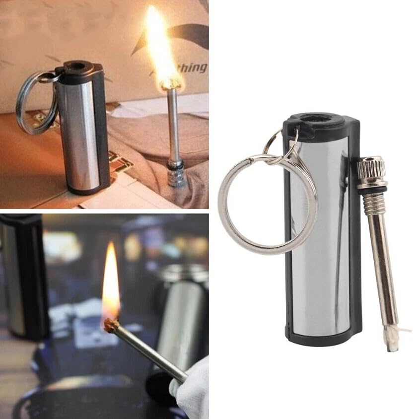 Image of Smoke King Trek Match Striker Kerosene Lighter | Waterproof Refillable Flint Fire Starter Keychain | Metal Survival Tool (Fuel Not Included)