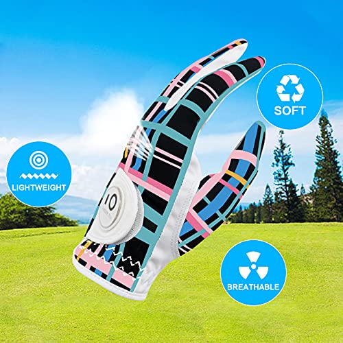 FINGER TEN Women's Golf Gloves - Left & Right Handed, Breathable All Weather Soft Anti Slip with Ball Marker Rain Grip (Black, X-Large) - Image 3