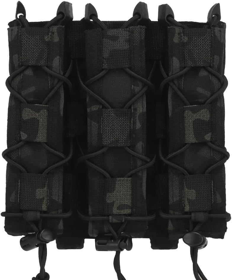 Tactical Triple 9mm Extended Mag Pouch,Quick Pull Pistol Mag Bag,for MP5 MP7 Mag Pouch Holster