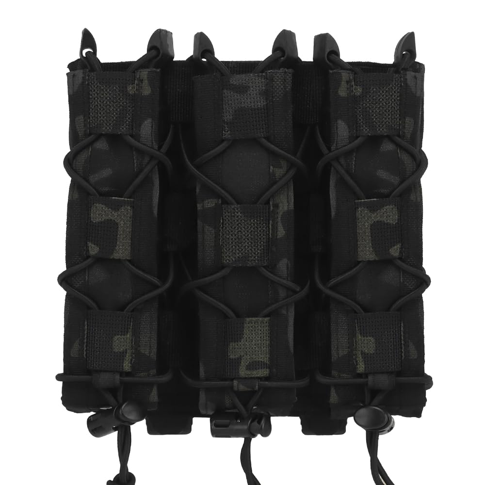 Tactical Triple 9mm Extended Mag Pouch,Quick Pull Pistol Mag Bag,for MP5 MP7 Mag Pouch Holster