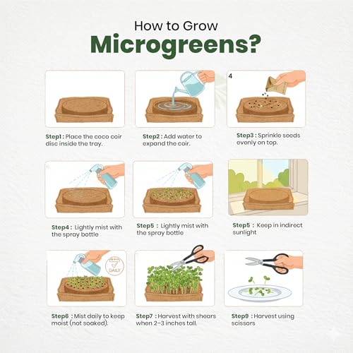 Image of Microgreens Grow Set Seeds | Complete Gardening Package Jute Trays, Cocopeat, Spray Trimmer Tools | Fresh Harvest Living Spaces, Balcony, Terrace Countertop Cultivation