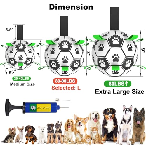 Image of Amasiver Dog Soccer Ball Toys, 8'' World Cup Dog Soccer Ball with Straps, Dogs Birthday Gifts, Water Toy, Herding Ball, Durable Balls for Large Medium Pet, Outdoor Dog Toy (8 Inch-Large)