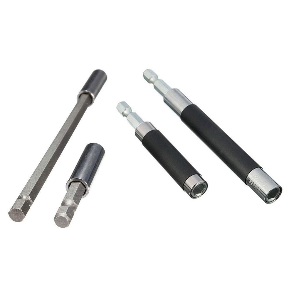 Oewwthy 2Pcs 1/4 Inch Hex Magnetic Bit Holder 60/150mm Screwdriver & 1set 80mm 120mm Extension Driver Drill Bit Holder