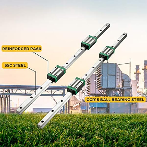 VEVOR Cojinete de Guía Lineal de Deslizamiento de Eje 2pcs Rodamientos de Rieles Lineales HSR15-1200mm Riel de Cojinete Lineal con 4 Bloques de Cojinetes para Máquinas Dobladoras Equipo Auxiliar Solar
