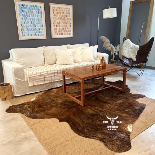 Tapete de piel de vaca natural 6x6 ft miniatura 2