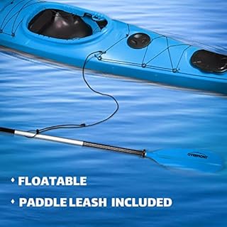 Overmont Kayak Paddle 90.5in/230cm Heavy Duty Aluminum Alloy Lightweight Boating Oar for Inflatable Kayaks with Paddle Leash