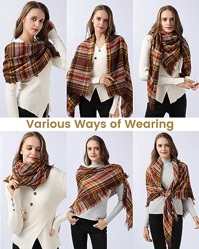 DOFOWORK Scarfs for Women - Scarves for Women Winter Warm, 55" x 55", Large Soft Blanket Scarf Women Scarf Wrap Shawl3