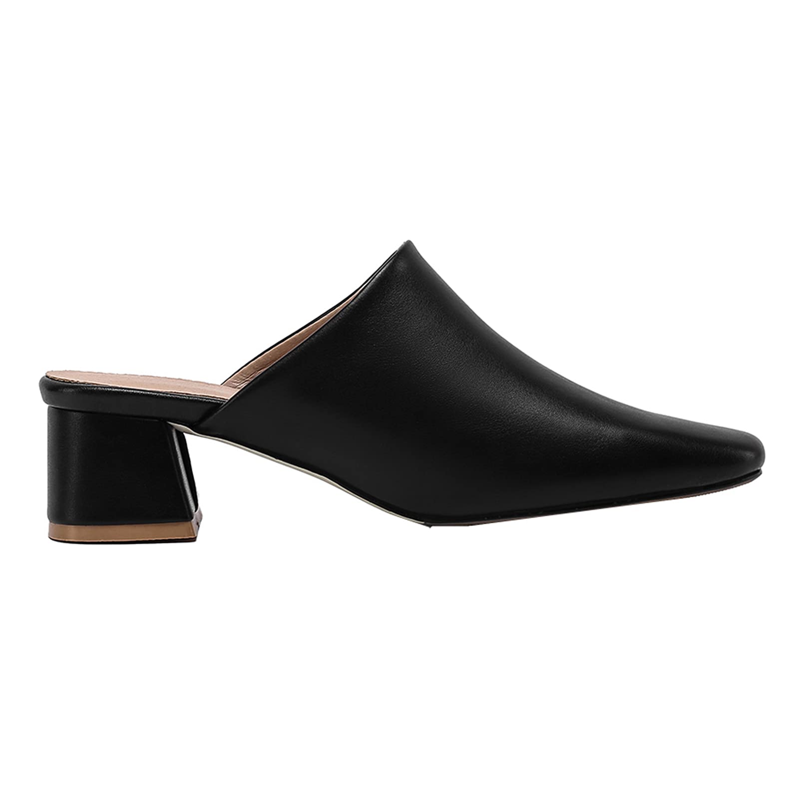 Mules à Talon Carré pour Femmes avec Bout Fermé