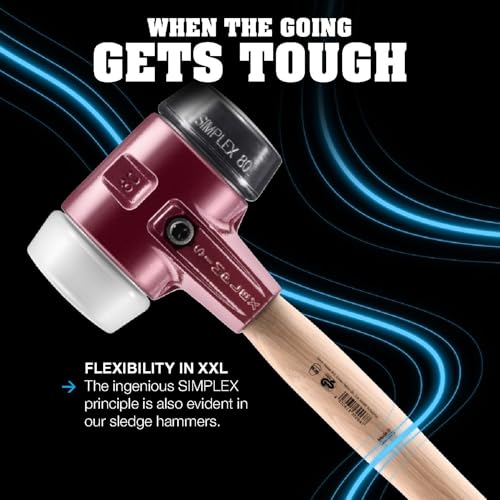Image of Halder Simplex Sledgehammer 80mm - Dual Faces, TPE-Soft & Superplastic Inserts, Cast Iron Housing with Protection Sleeve, Hickory Handle, Tiling, Stone & Construction - 3017.081