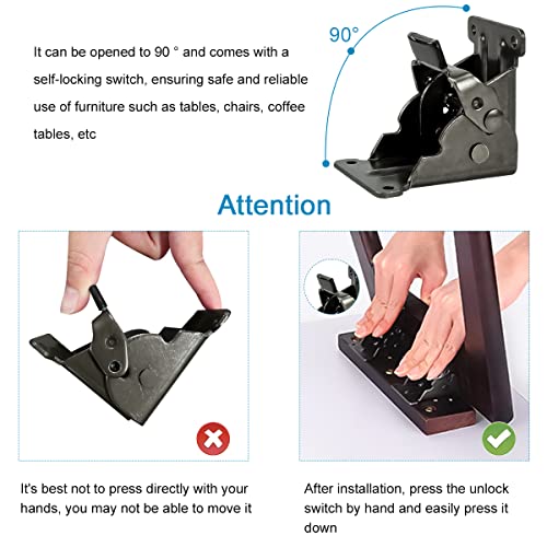 Supports pliants pieds de table acier bronze charnière escamotable lit avec vis - 5