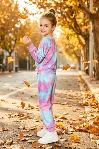 Image of Arshiner Girls 2 Piece Outfits Fashion Twist Front Tracksuit Long Sleeve Pullover Sweatshirt Sweatpants Jogger set Sweatsuit